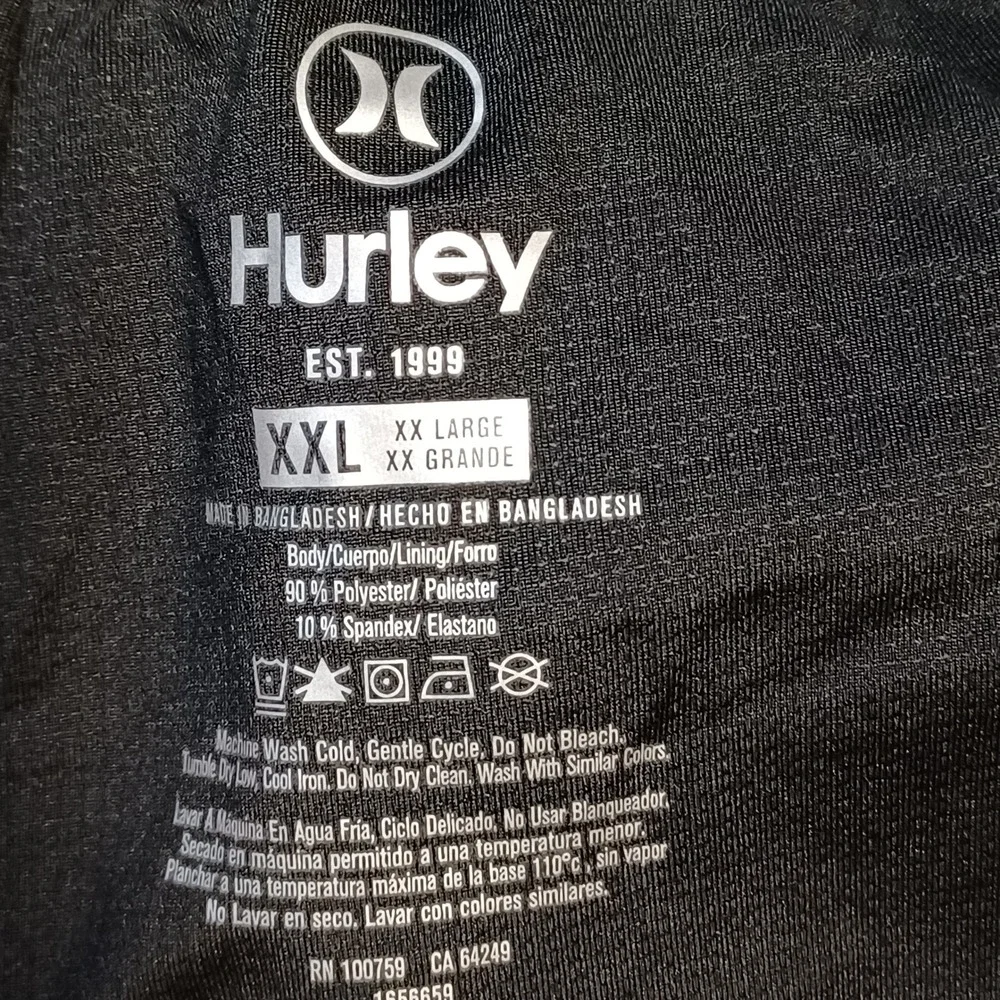Hurley Mens XXL Swim Trunks Gray Floral Board Shorts‎ Elastic Waist Mesh Lined